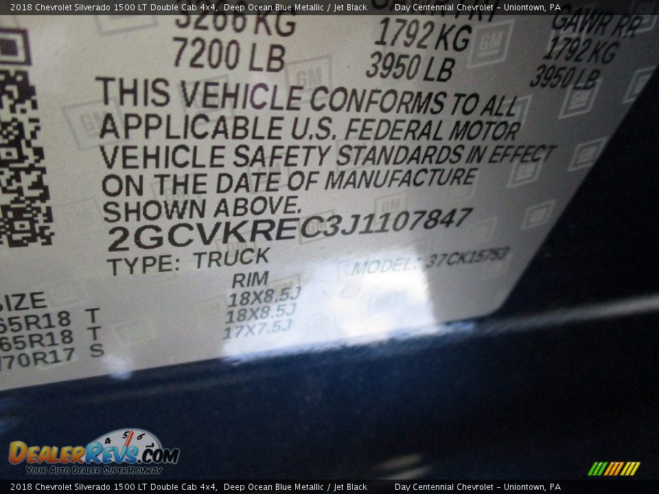 2018 Chevrolet Silverado 1500 LT Double Cab 4x4 Deep Ocean Blue Metallic / Jet Black Photo #20