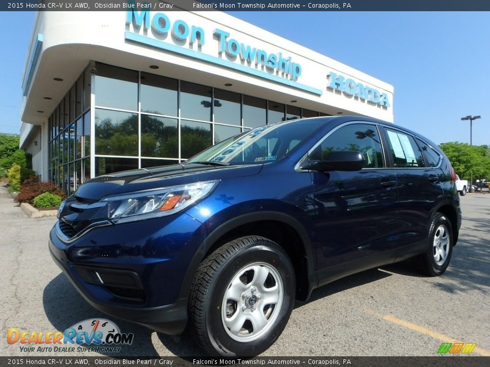 2015 Honda CR-V LX AWD Obsidian Blue Pearl / Gray Photo #1
