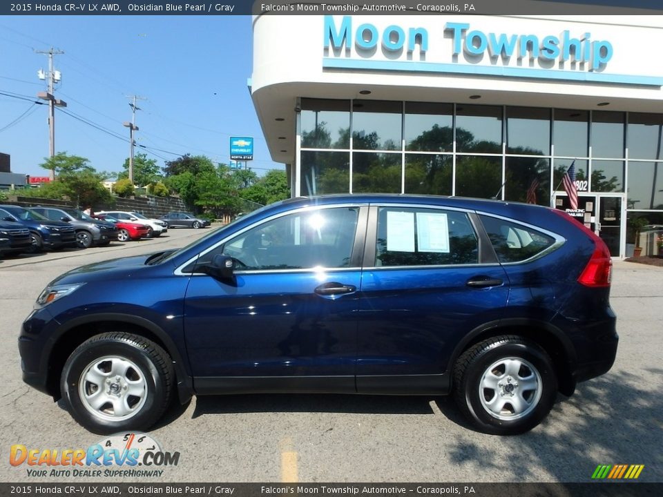 2015 Honda CR-V LX AWD Obsidian Blue Pearl / Gray Photo #2