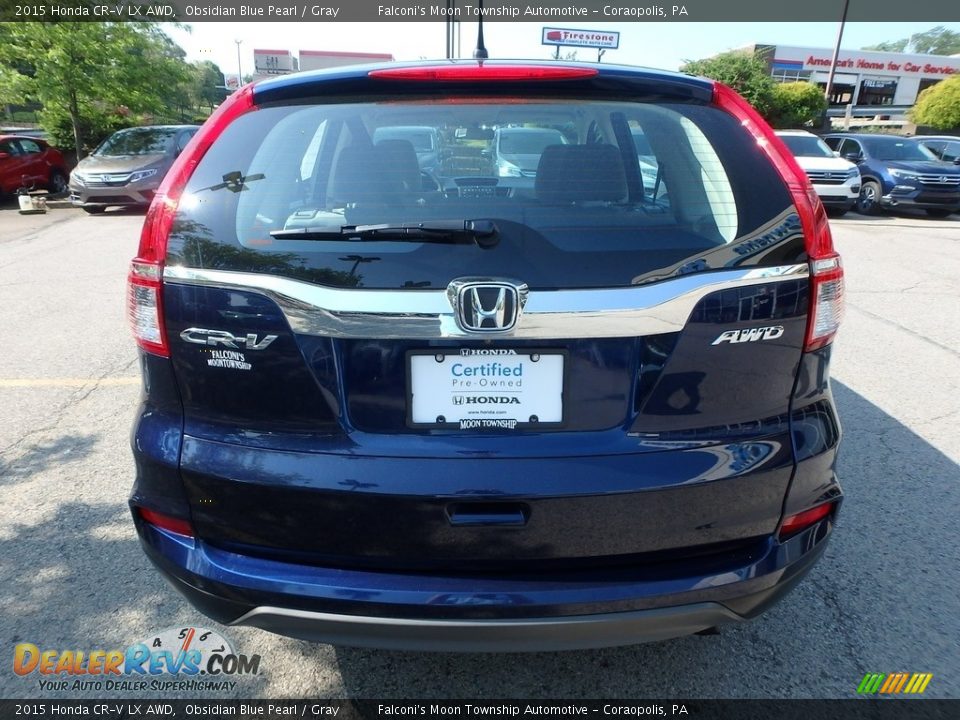 2015 Honda CR-V LX AWD Obsidian Blue Pearl / Gray Photo #4