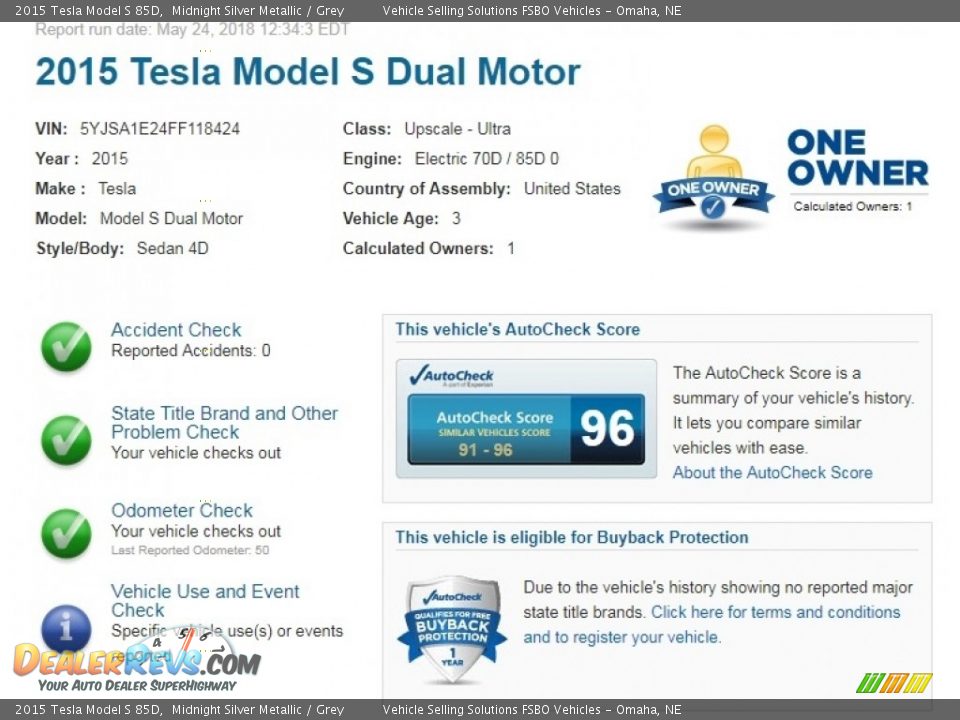 Dealer Info of 2015 Tesla Model S 85D Photo #2