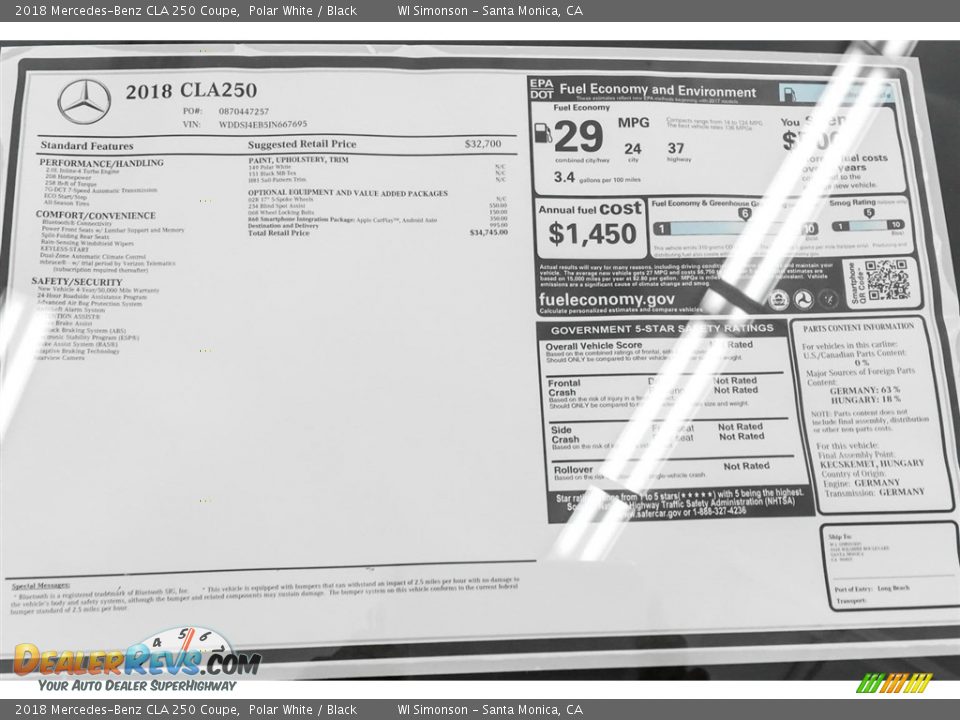 2018 Mercedes-Benz CLA 250 Coupe Polar White / Black Photo #10