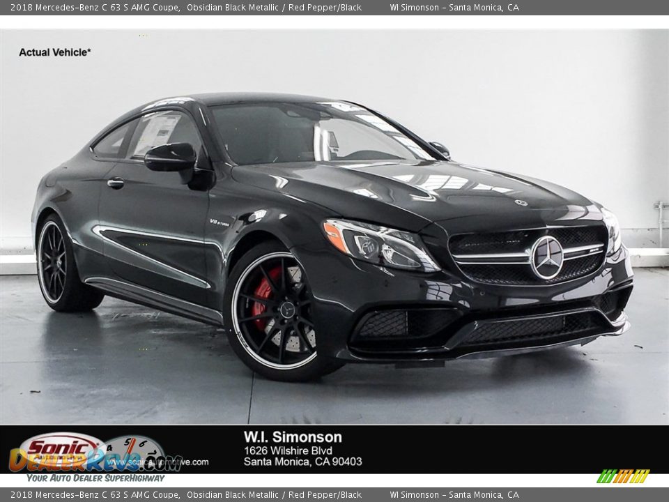 2018 Mercedes-Benz C 63 S AMG Coupe Obsidian Black Metallic / Red Pepper/Black Photo #1