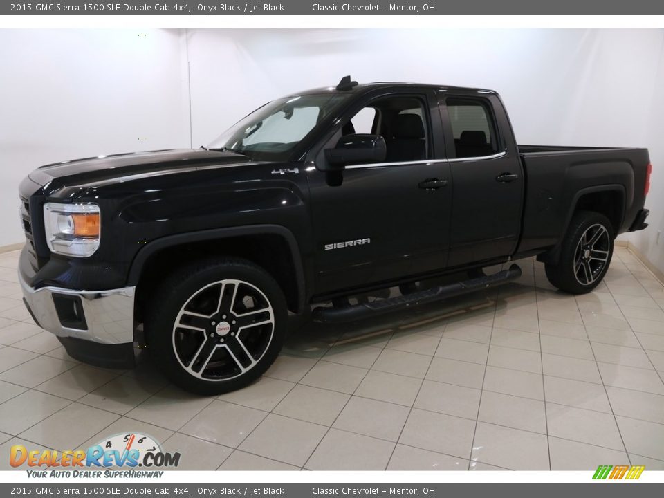 2015 GMC Sierra 1500 SLE Double Cab 4x4 Onyx Black / Jet Black Photo #3
