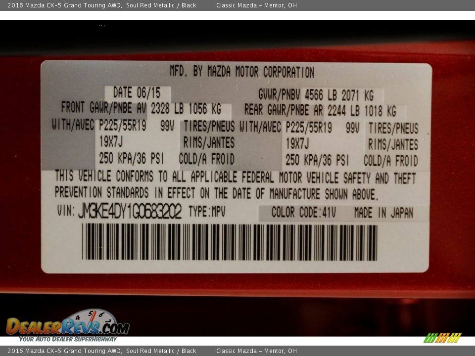 2016 Mazda CX-5 Grand Touring AWD Soul Red Metallic / Black Photo #22