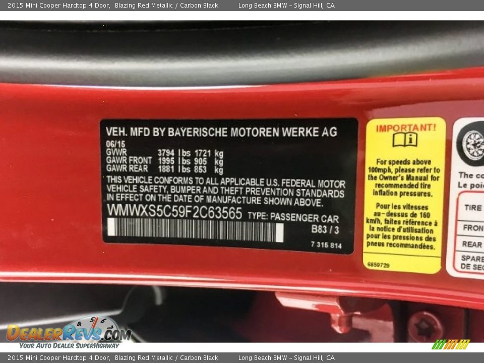 2015 Mini Cooper Hardtop 4 Door Blazing Red Metallic / Carbon Black Photo #21