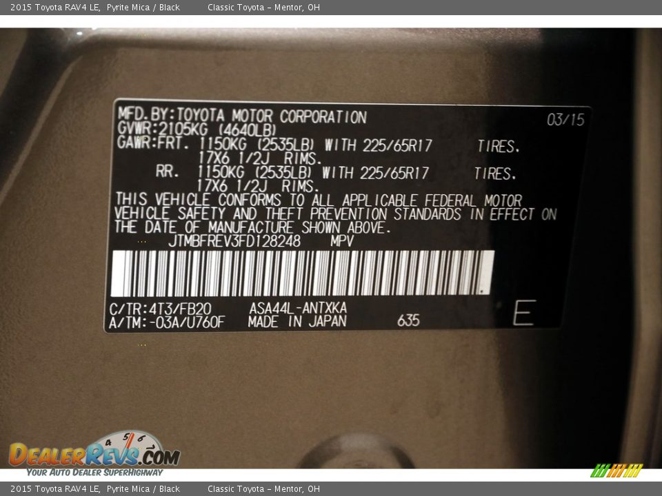 2015 Toyota RAV4 LE Pyrite Mica / Black Photo #19