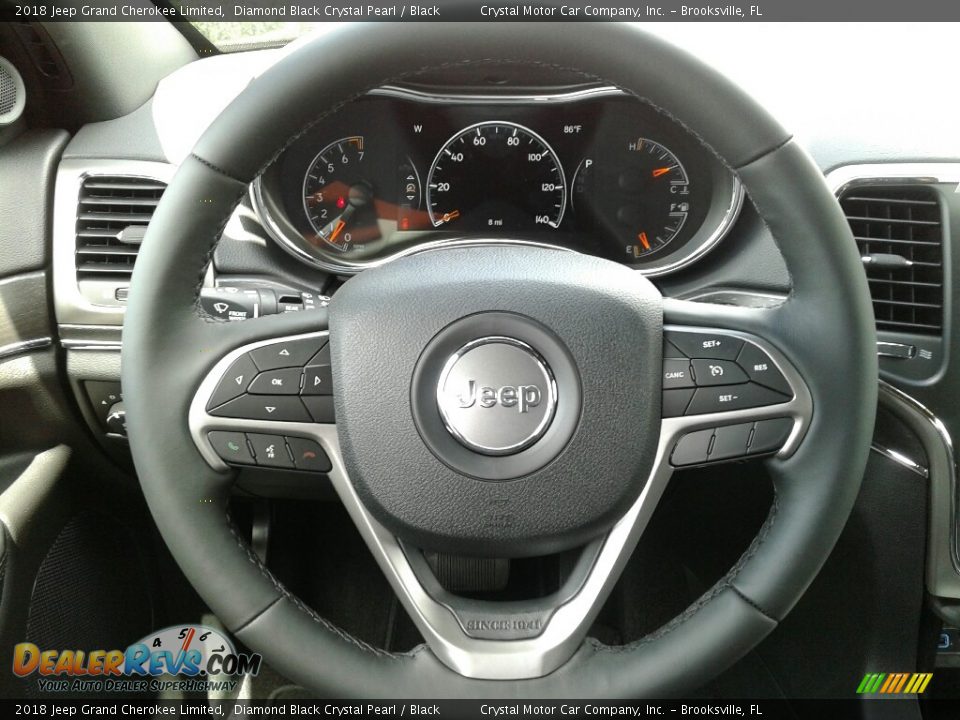 2018 Jeep Grand Cherokee Limited Diamond Black Crystal Pearl / Black Photo #14