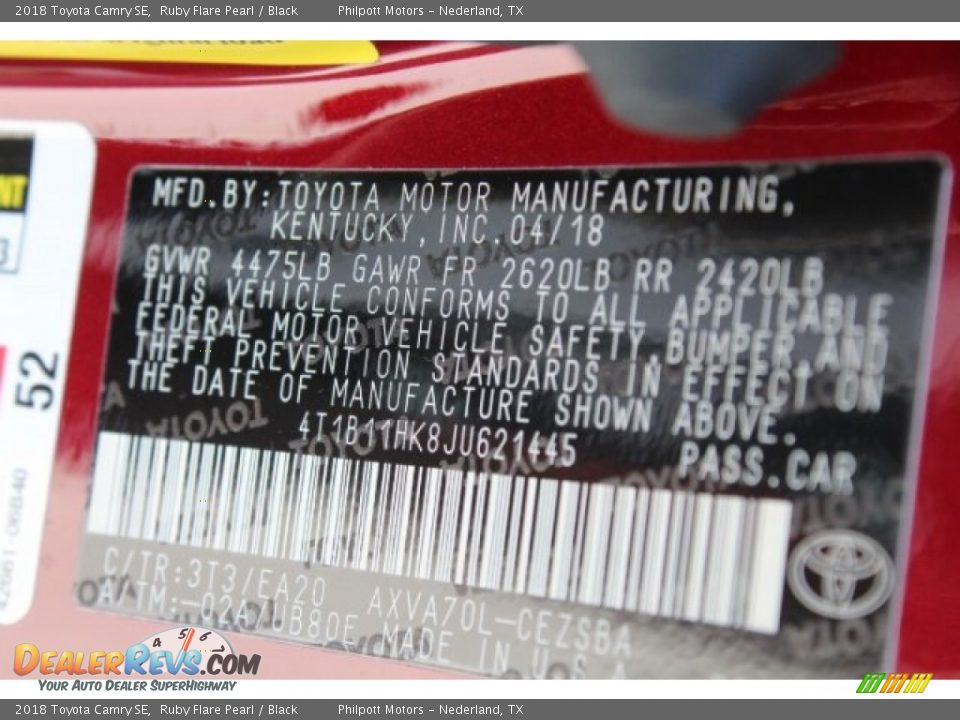2018 Toyota Camry SE Ruby Flare Pearl / Black Photo #35