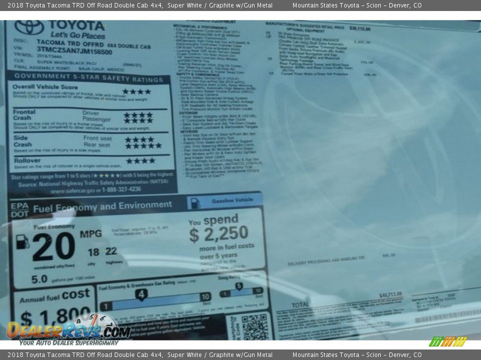 2018 Toyota Tacoma TRD Off Road Double Cab 4x4 Super White / Graphite w/Gun Metal Photo #36