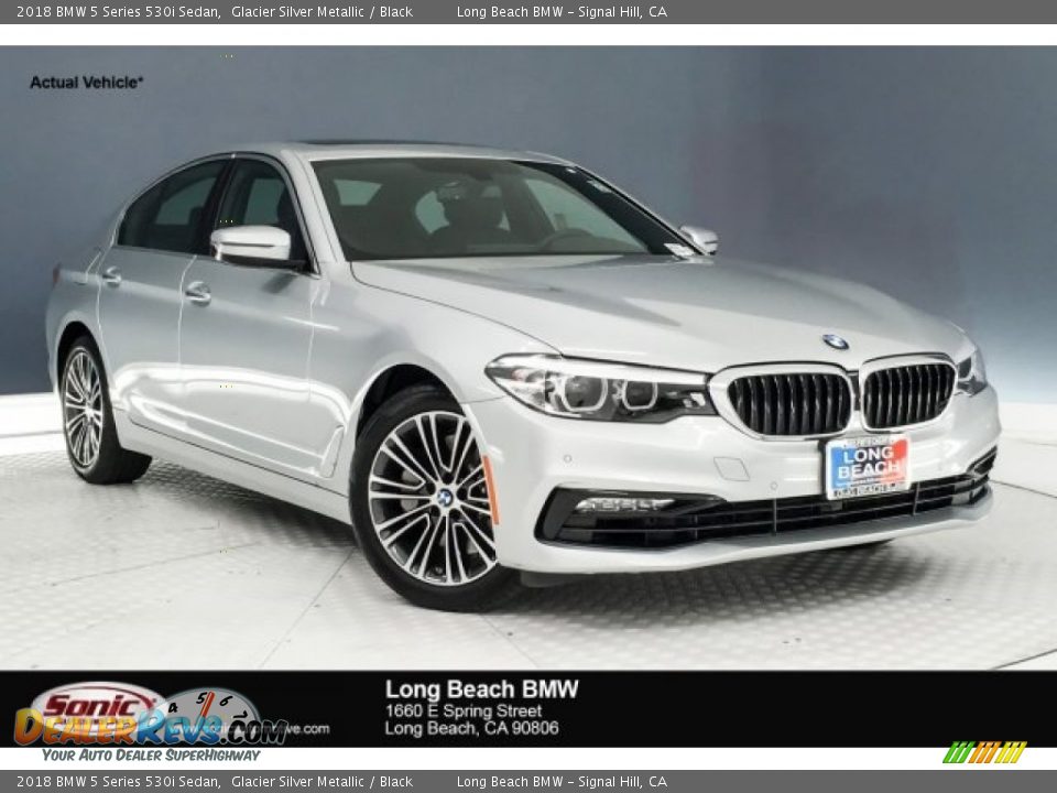 2018 BMW 5 Series 530i Sedan Glacier Silver Metallic / Black Photo #1