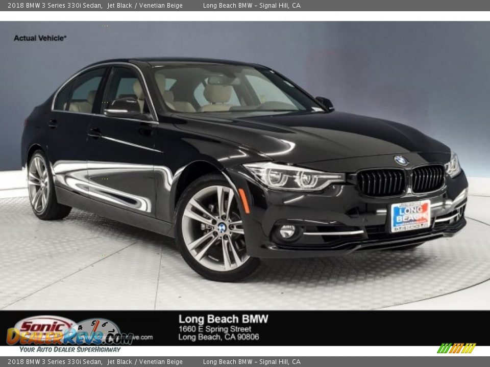 2018 BMW 3 Series 330i Sedan Jet Black / Venetian Beige Photo #1