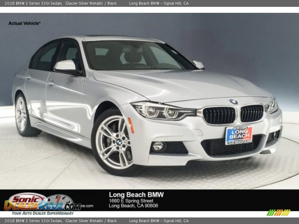 2018 BMW 3 Series 330i Sedan Glacier Silver Metallic / Black Photo #1