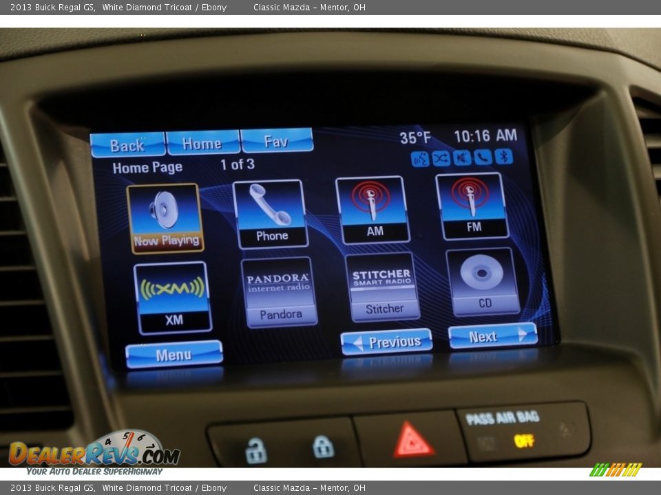 2013 Buick Regal GS White Diamond Tricoat / Ebony Photo #10