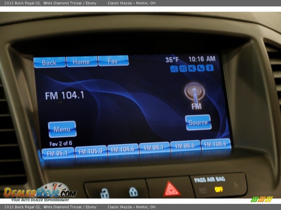 2013 Buick Regal GS White Diamond Tricoat / Ebony Photo #11