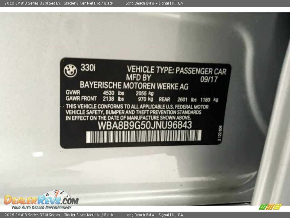 2018 BMW 3 Series 330i Sedan Glacier Silver Metallic / Black Photo #22