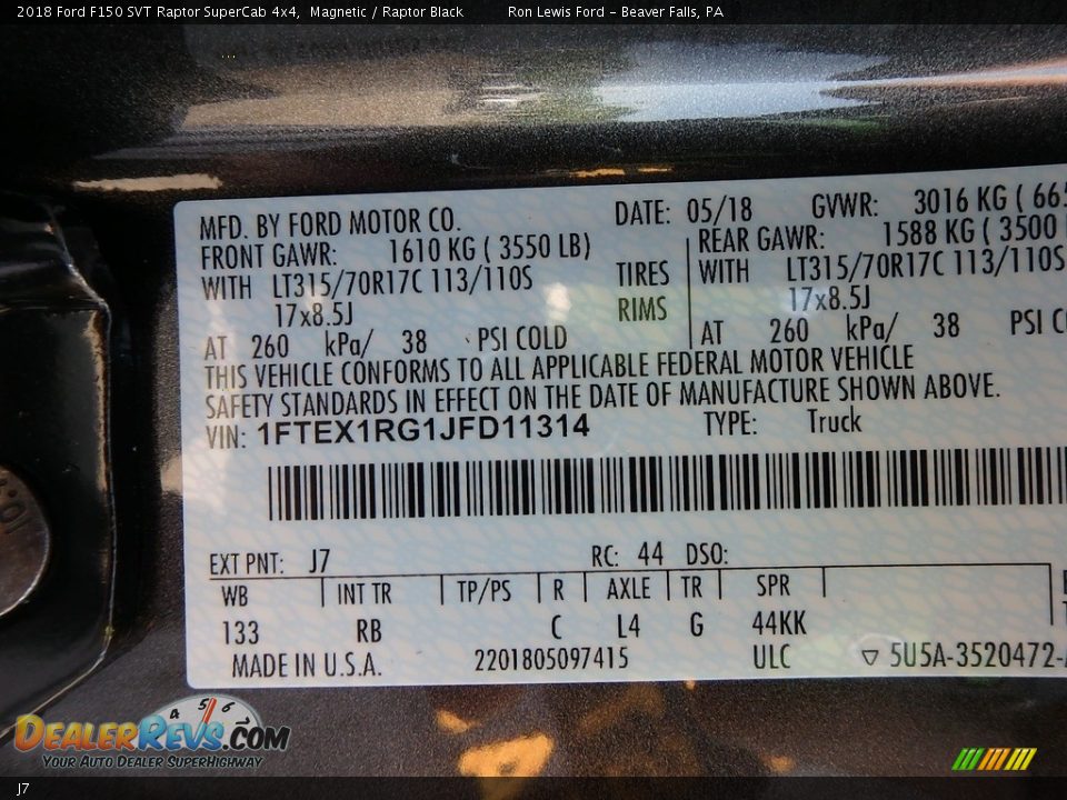 Ford Color Code J7 Magnetic