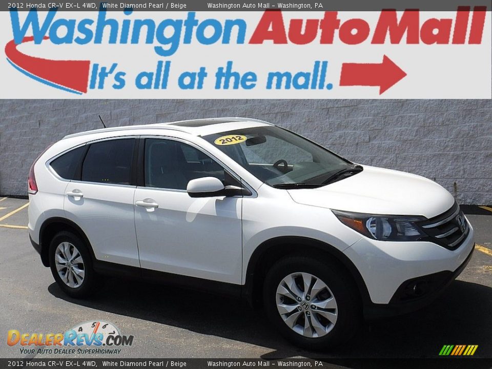 2012 Honda CR-V EX-L 4WD White Diamond Pearl / Beige Photo #1