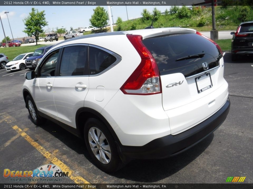 2012 Honda CR-V EX-L 4WD White Diamond Pearl / Beige Photo #8