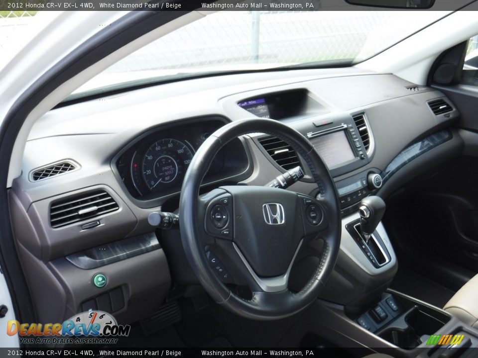 2012 Honda CR-V EX-L 4WD White Diamond Pearl / Beige Photo #13
