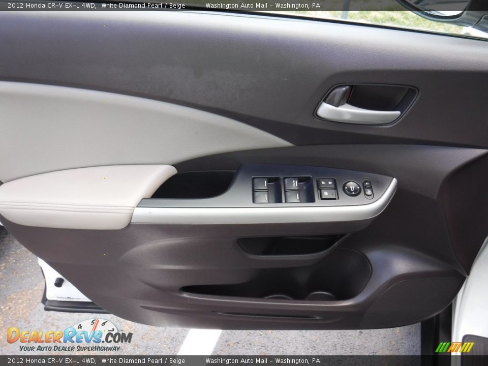 2012 Honda CR-V EX-L 4WD White Diamond Pearl / Beige Photo #16