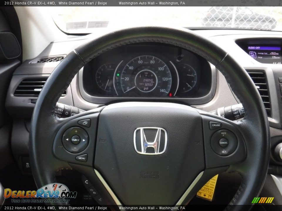 2012 Honda CR-V EX-L 4WD White Diamond Pearl / Beige Photo #22