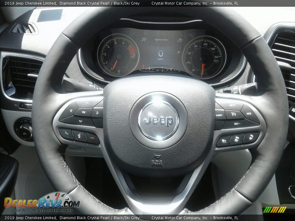 2019 Jeep Cherokee Limited Diamond Black Crystal Pearl / Black/Ski Grey Photo #14