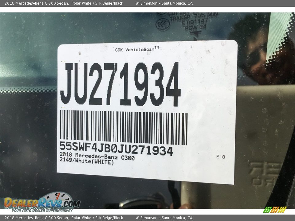 2018 Mercedes-Benz C 300 Sedan Polar White / Silk Beige/Black Photo #11