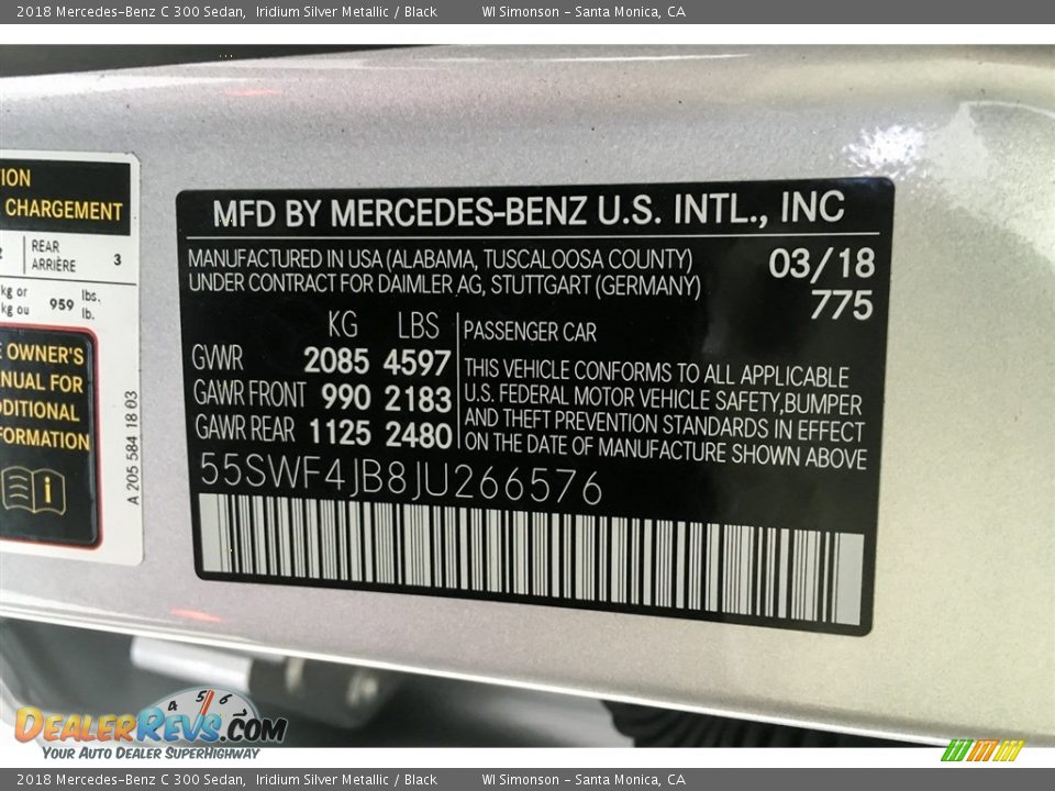 2018 Mercedes-Benz C 300 Sedan Iridium Silver Metallic / Black Photo #11