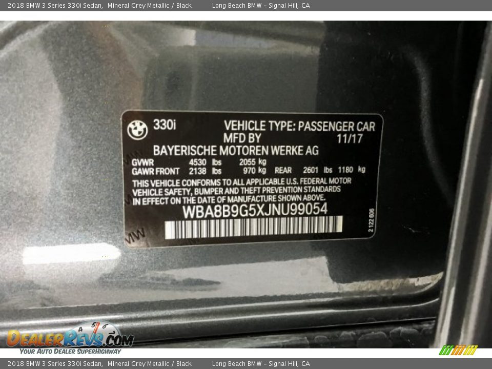 2018 BMW 3 Series 330i Sedan Mineral Grey Metallic / Black Photo #22