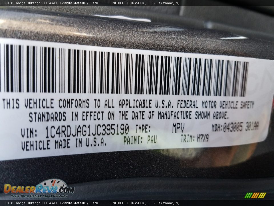 2018 Dodge Durango SXT AWD Granite Metallic / Black Photo #9
