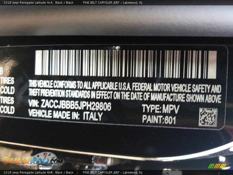 2018 Jeep Renegade Latitude 4x4 Black / Black Photo #9