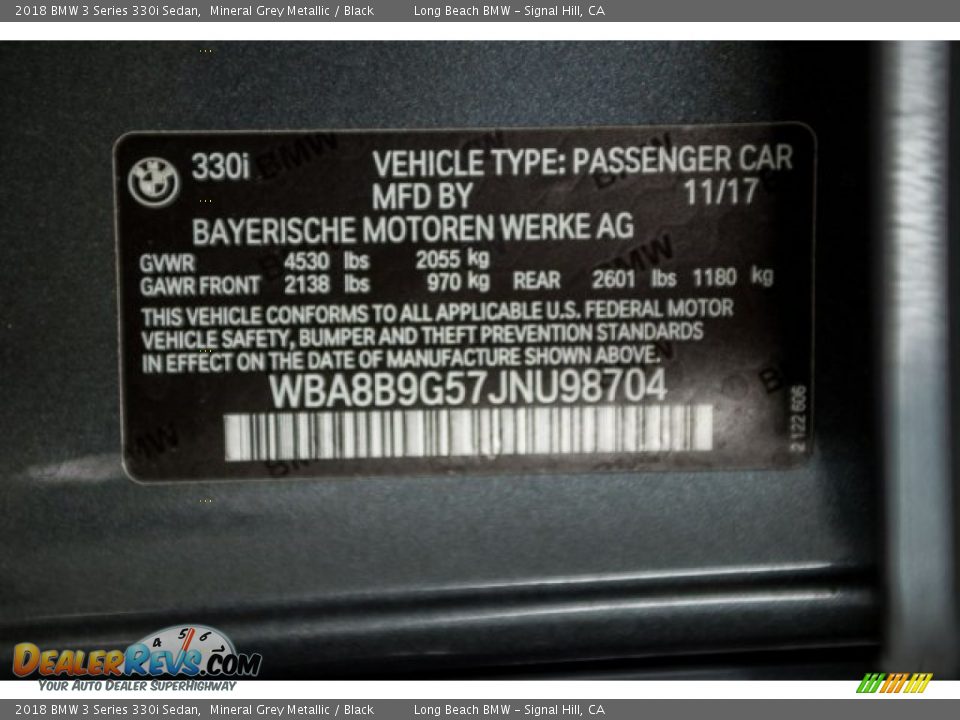 2018 BMW 3 Series 330i Sedan Mineral Grey Metallic / Black Photo #12