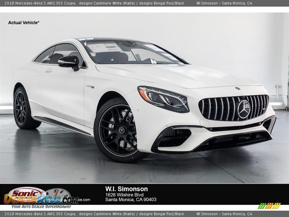2018 Mercedes-Benz S AMG S63 Coupe designo Cashmere White (Matte) / designo Bengal Red/Black Photo #1