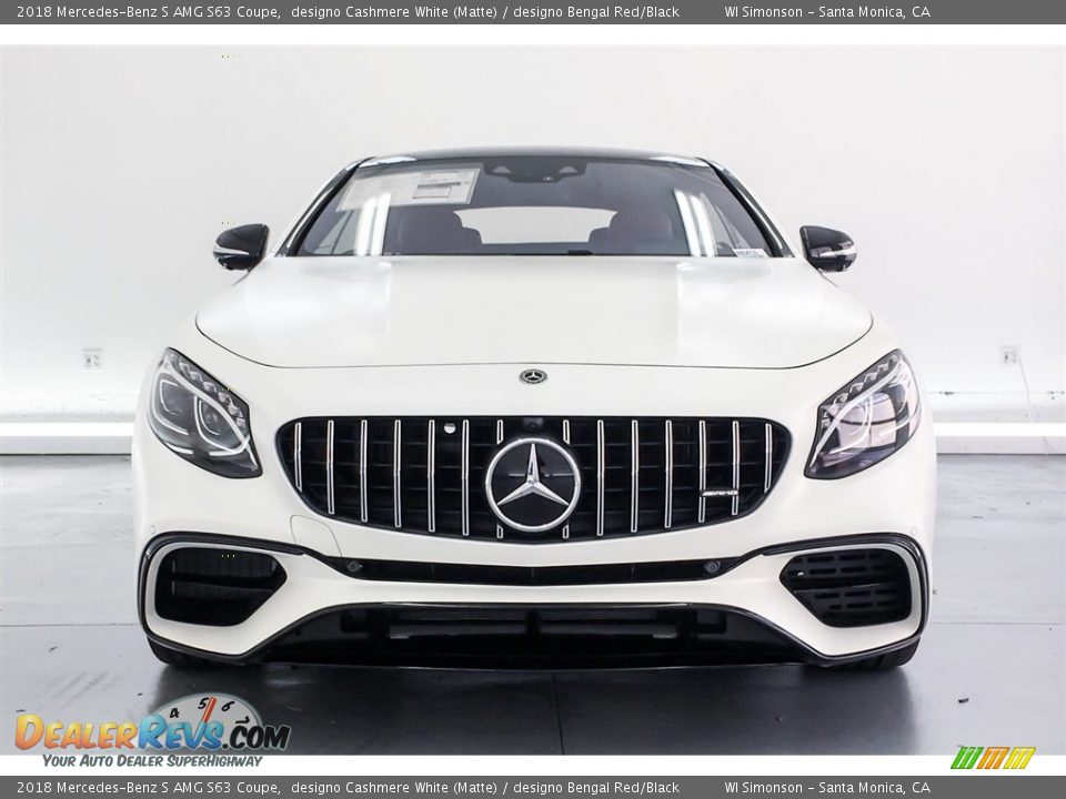 2018 Mercedes-Benz S AMG S63 Coupe designo Cashmere White (Matte) / designo Bengal Red/Black Photo #2