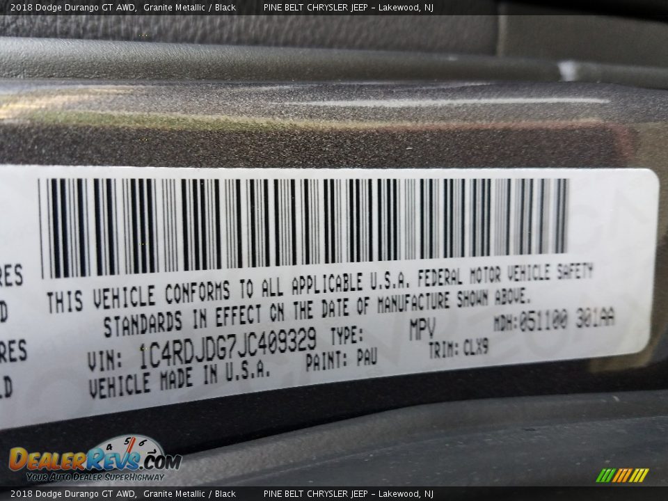 2018 Dodge Durango GT AWD Granite Metallic / Black Photo #9