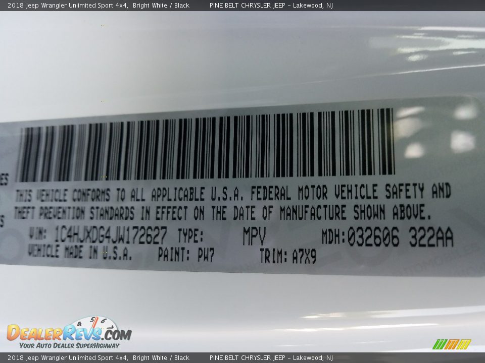 2018 Jeep Wrangler Unlimited Sport 4x4 Bright White / Black Photo #9