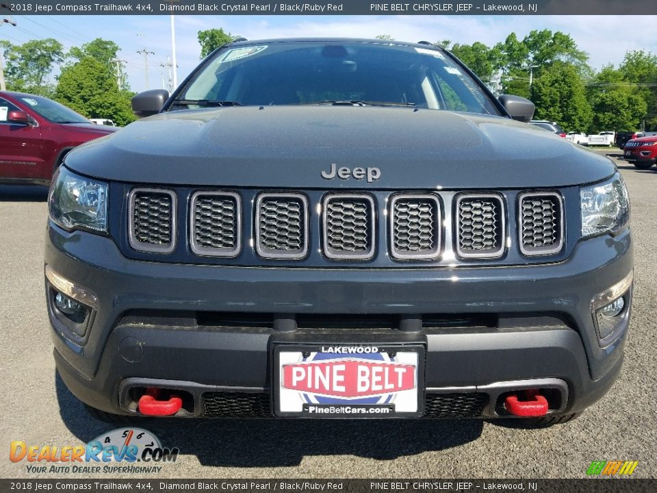 2018 Jeep Compass Trailhawk 4x4 Diamond Black Crystal Pearl / Black/Ruby Red Photo #2
