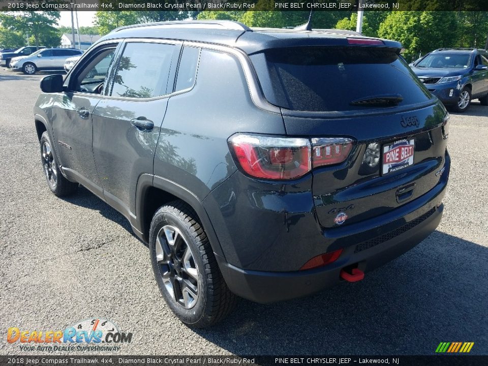 2018 Jeep Compass Trailhawk 4x4 Diamond Black Crystal Pearl / Black/Ruby Red Photo #4