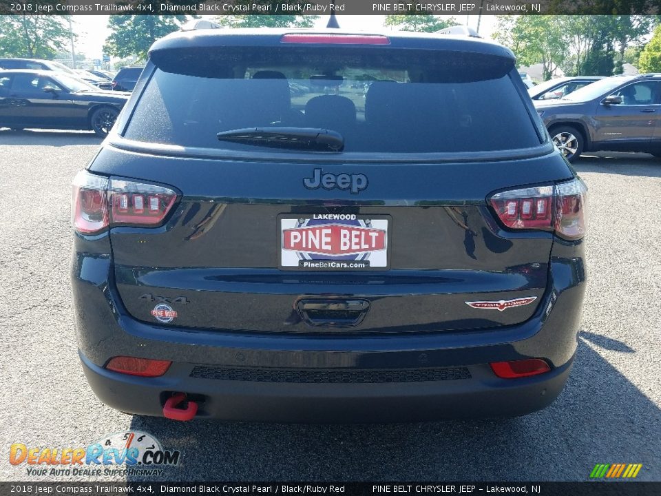 2018 Jeep Compass Trailhawk 4x4 Diamond Black Crystal Pearl / Black/Ruby Red Photo #5