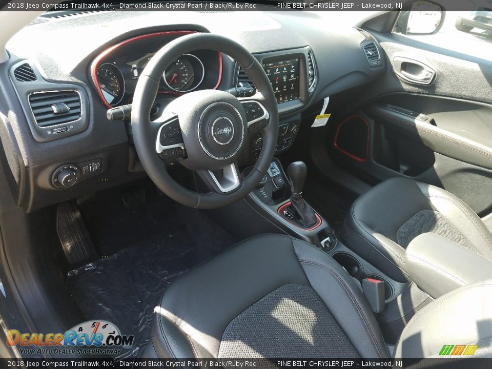 2018 Jeep Compass Trailhawk 4x4 Diamond Black Crystal Pearl / Black/Ruby Red Photo #7