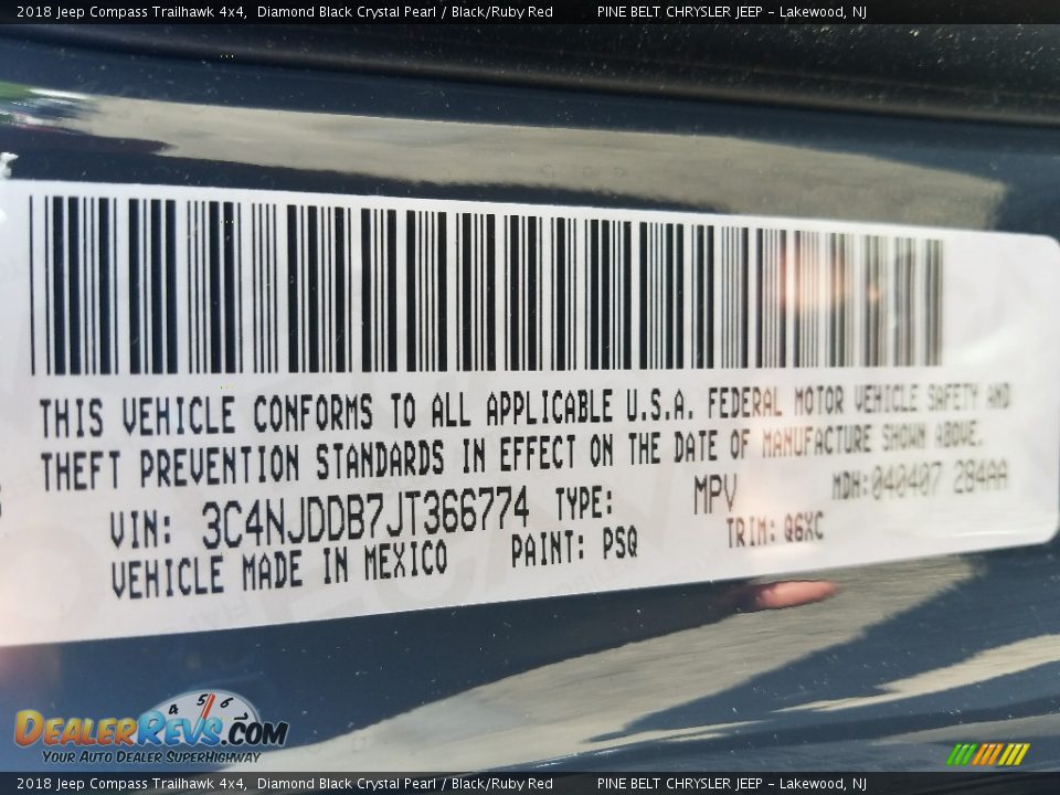 2018 Jeep Compass Trailhawk 4x4 Diamond Black Crystal Pearl / Black/Ruby Red Photo #9
