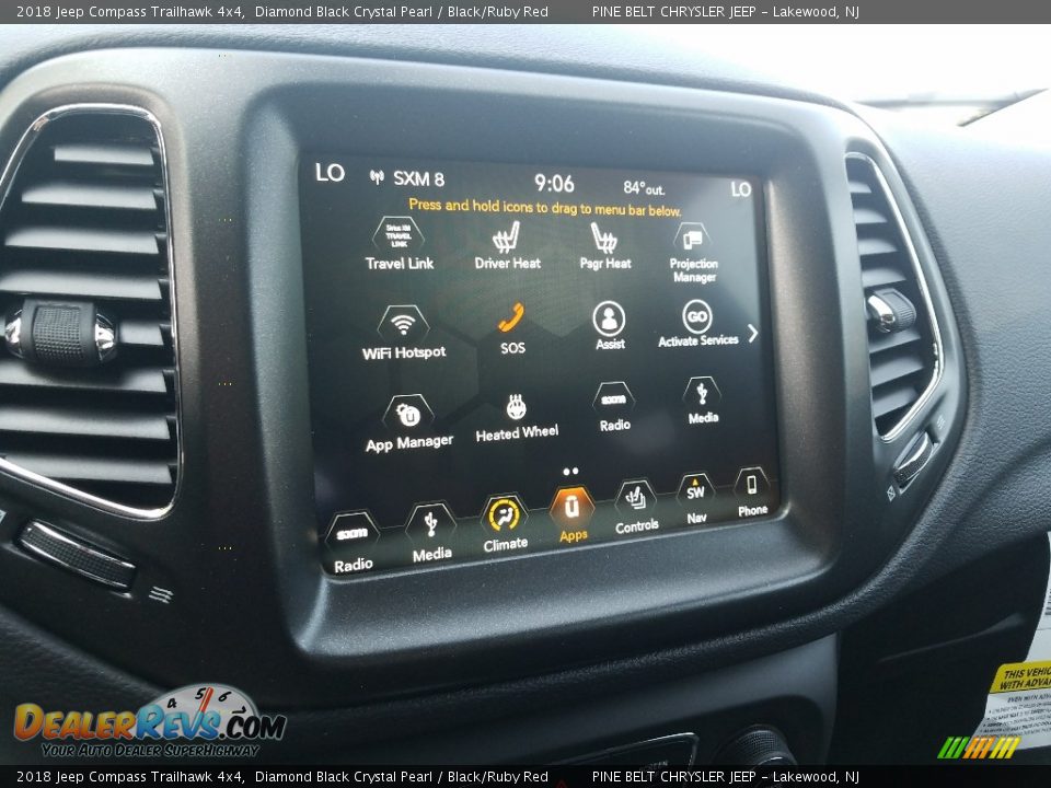 2018 Jeep Compass Trailhawk 4x4 Diamond Black Crystal Pearl / Black/Ruby Red Photo #10