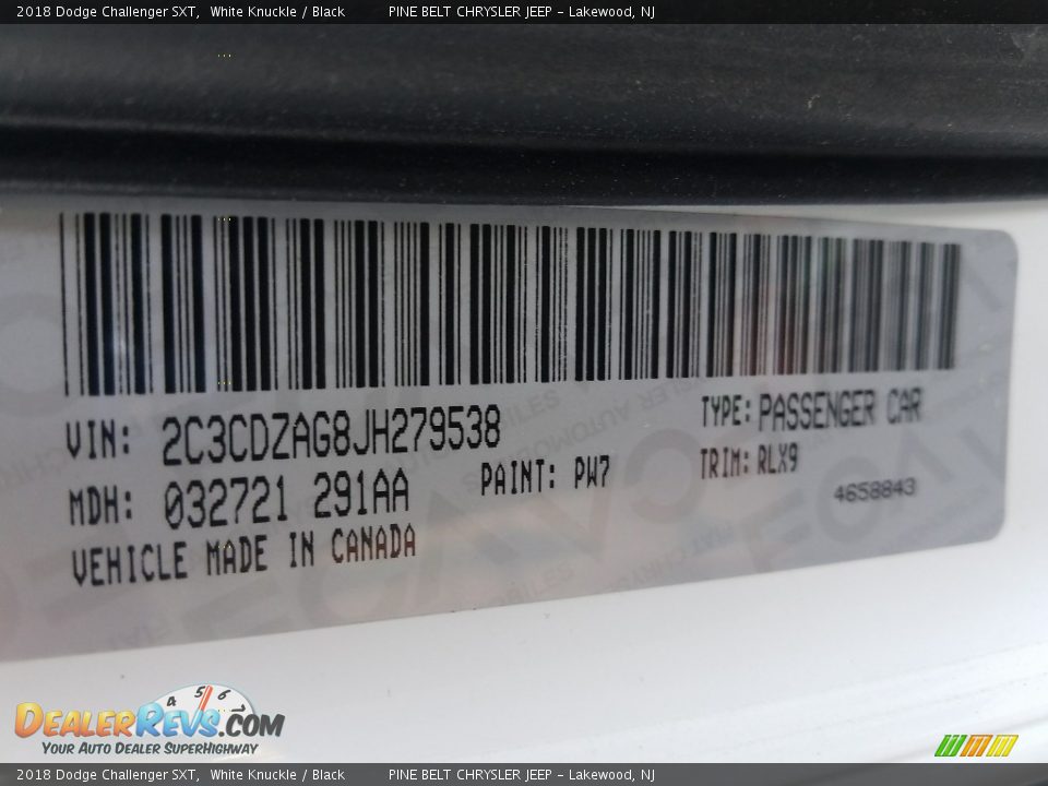 2018 Dodge Challenger SXT White Knuckle / Black Photo #9
