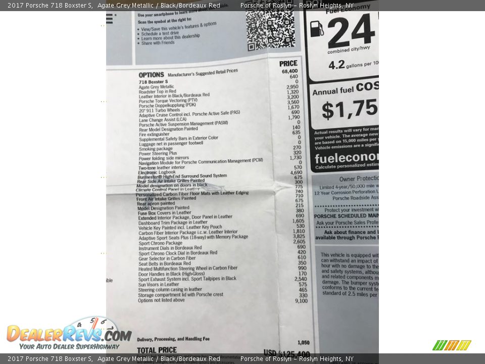 2017 Porsche 718 Boxster S Window Sticker Photo #20