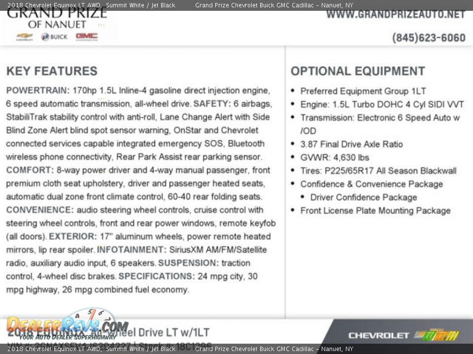 2018 Chevrolet Equinox LT AWD Summit White / Jet Black Photo #8