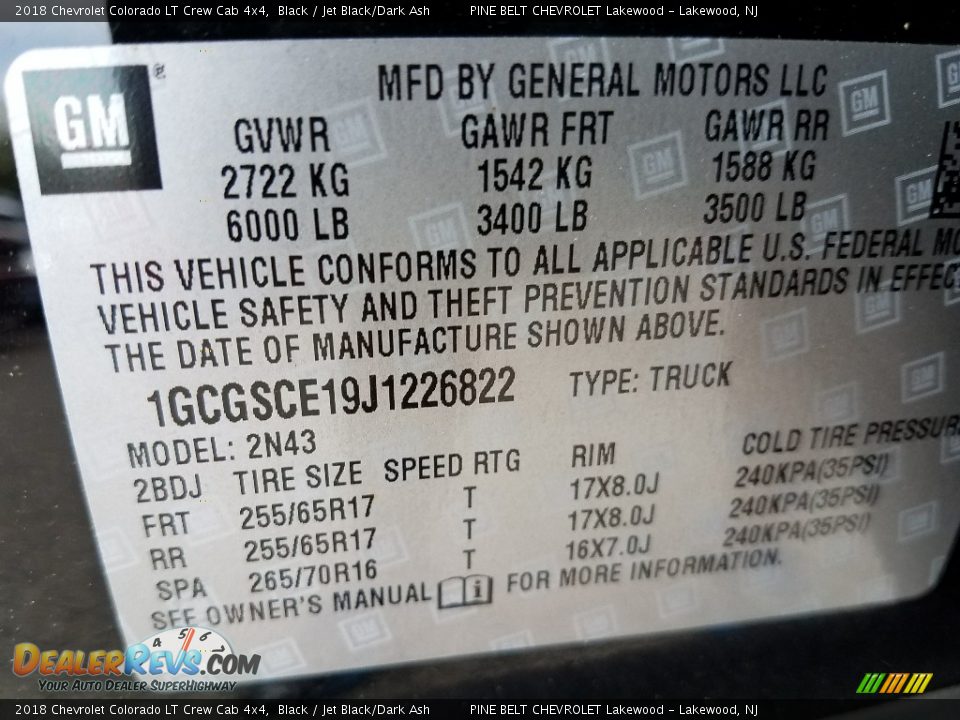 2018 Chevrolet Colorado LT Crew Cab 4x4 Black / Jet Black/Dark Ash Photo #8