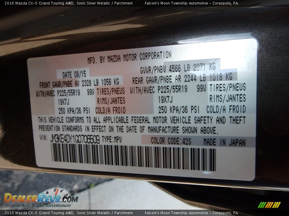 2016 Mazda CX-5 Grand Touring AWD Sonic Silver Metallic / Parchment Photo #23