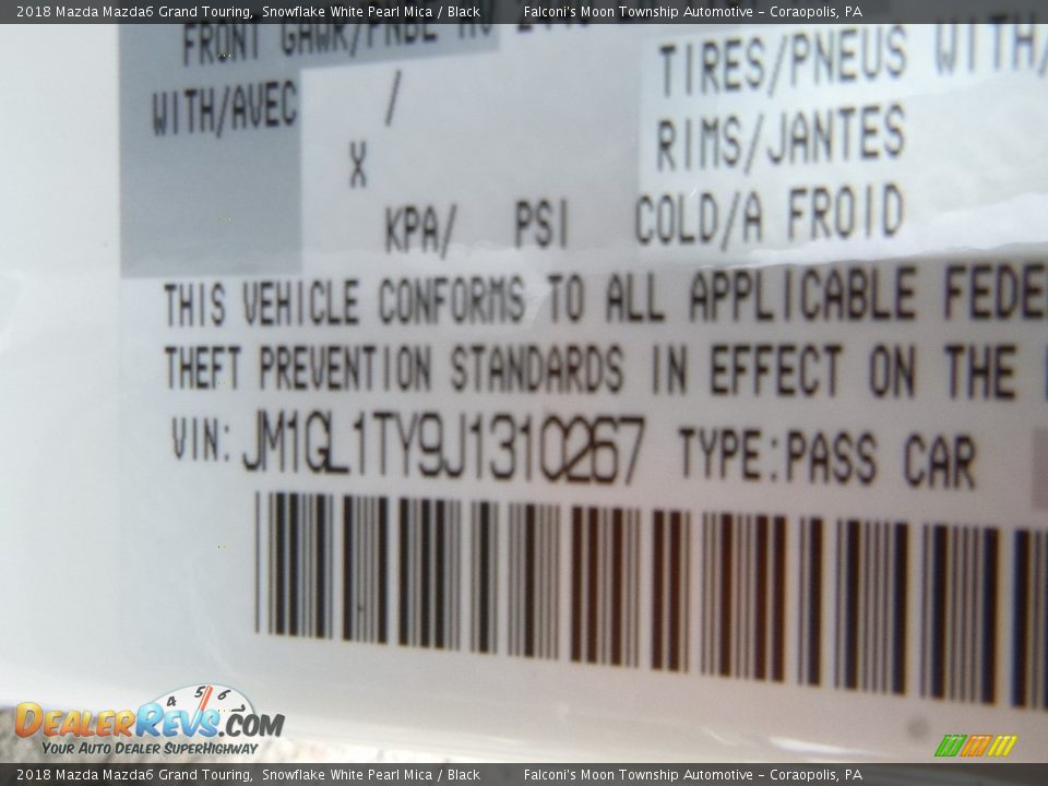 2018 Mazda Mazda6 Grand Touring Snowflake White Pearl Mica / Black Photo #12
