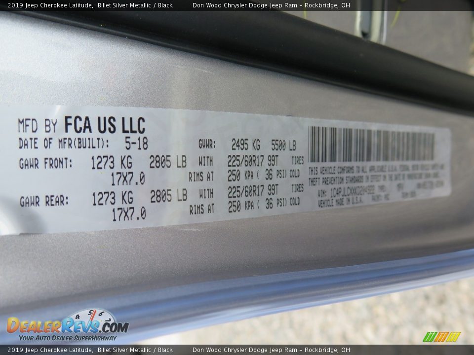 2019 Jeep Cherokee Latitude Billet Silver Metallic / Black Photo #35